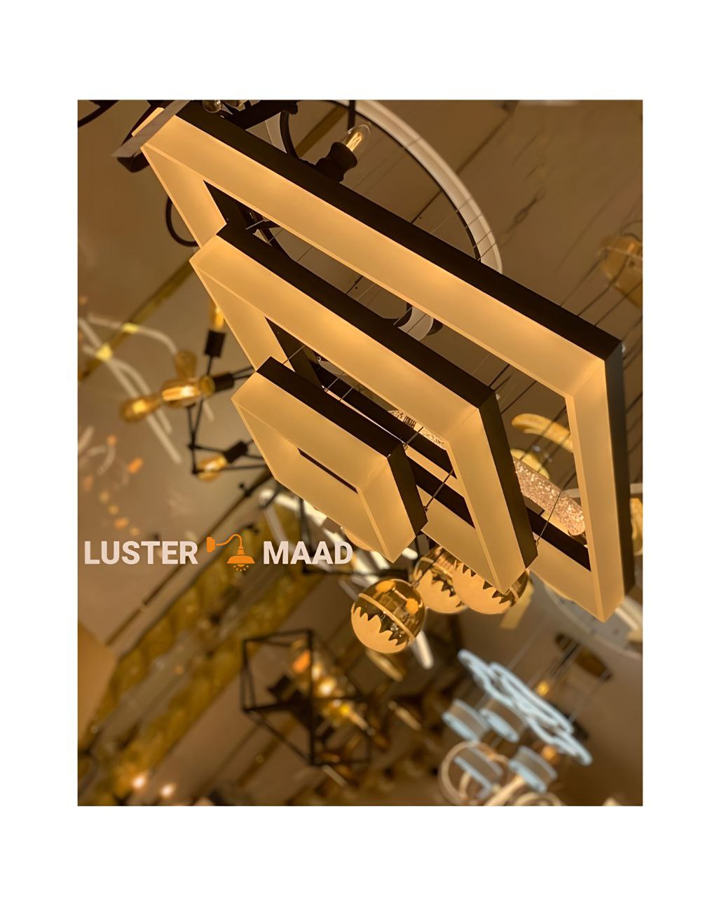 لوستر آویز سقفی مدرن پلکسی مربع 3طبقه کدM305