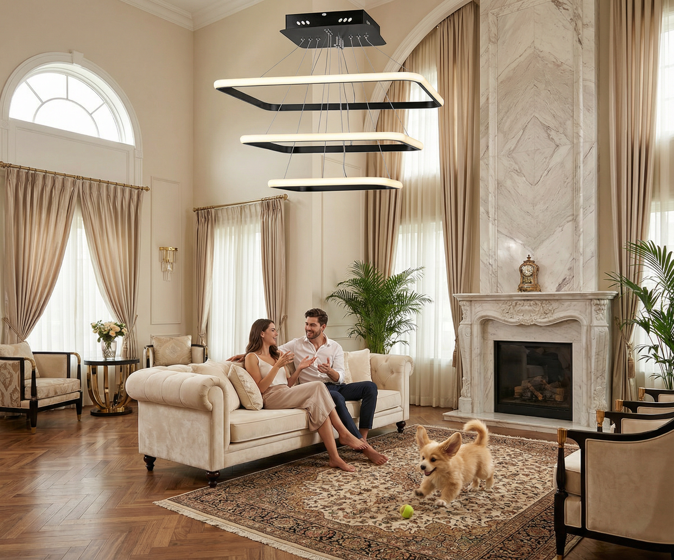 لوستر مدرن ماد مربع سه طبقه